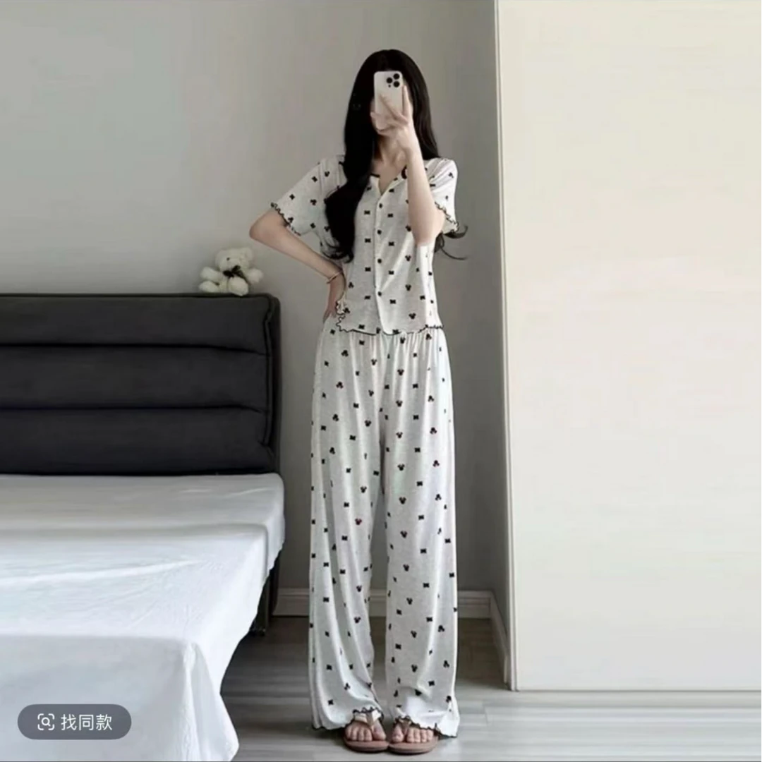 【米奇头】2025新款秋可外穿韩系米奇睡衣宽松波点套装家居服251239