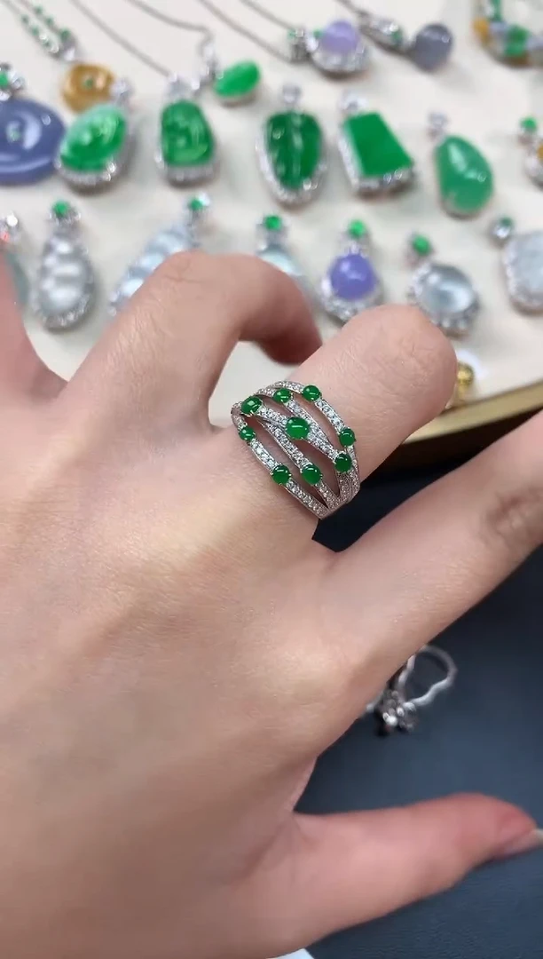 【闪购商品】翡翠戒指18K金镶嵌戒指A16|9800