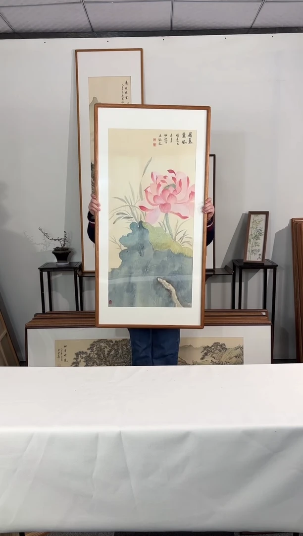 国画手绘*荷气熏风*62*122cm
