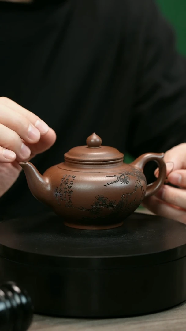 茶壶紫砂L*H1456赵信军刻绘笑樱