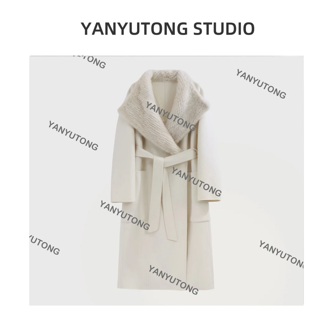YANYUTONG 【貂影】水貂大毛领羊毛羊绒奢雅长款大衣TT023