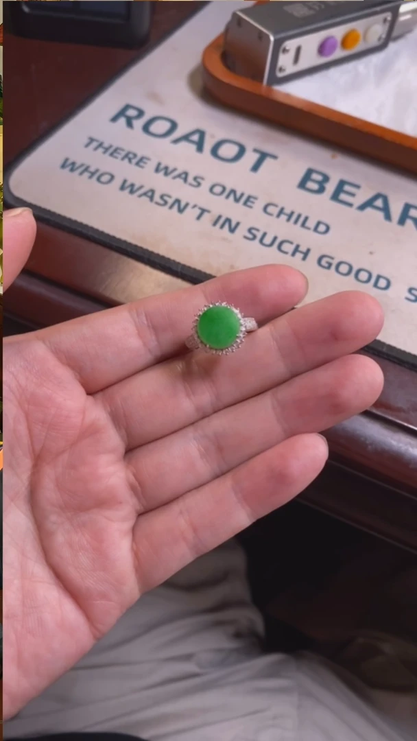 定制翡翠戒指18K金镶嵌1888号