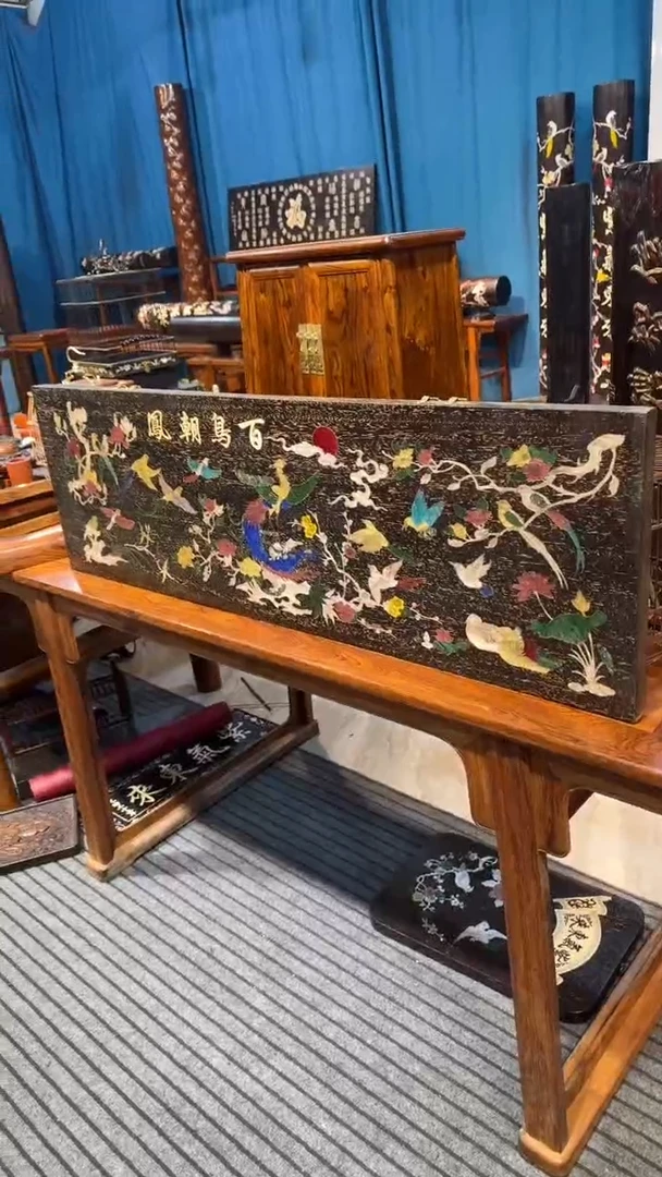 木紫檀镶嵌百鸟朝凤牌匾邵氏紫檀木艺