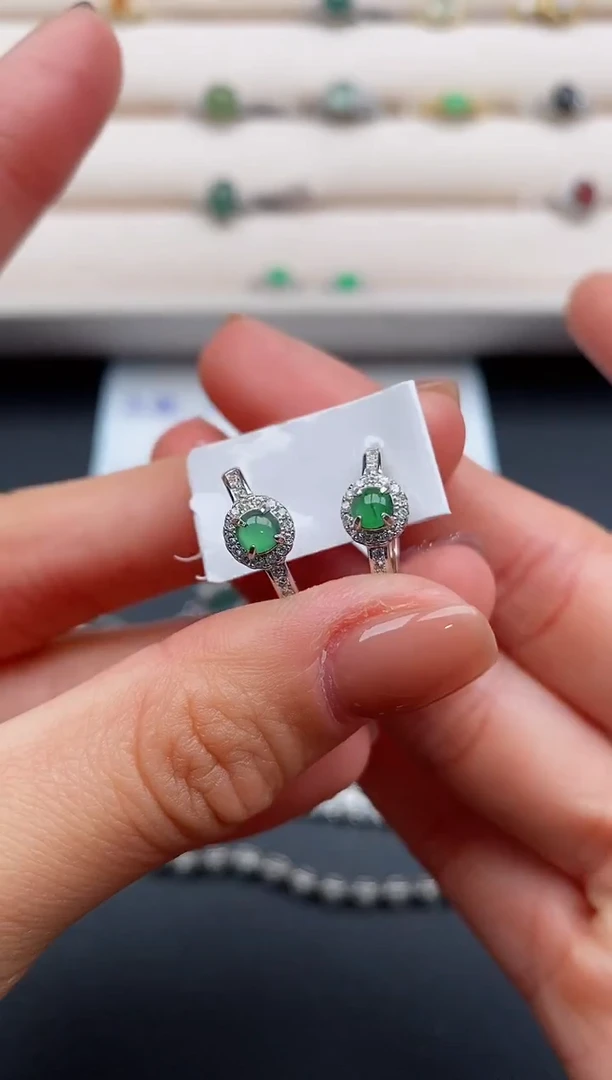 银S925镶嵌戒指翡翠6666666+8