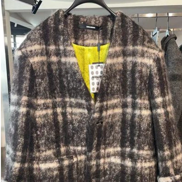 ELVIS.CHEUNG极简新中式系列-宽松格纹马海毛外套