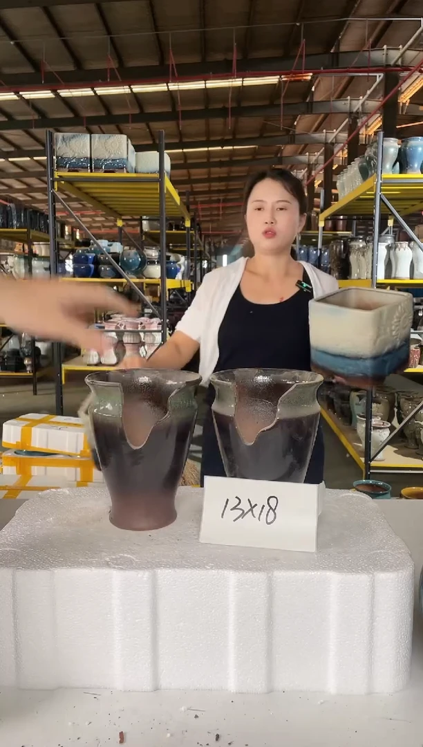 宜兴紫砂粗陶花盆盆13*18