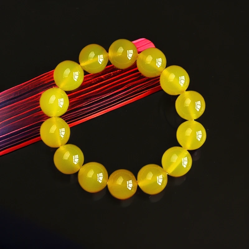 （盛总甄选）（附证书+精美礼盒）时尚黄色玉髓手串14mm轻奢(BR01260)