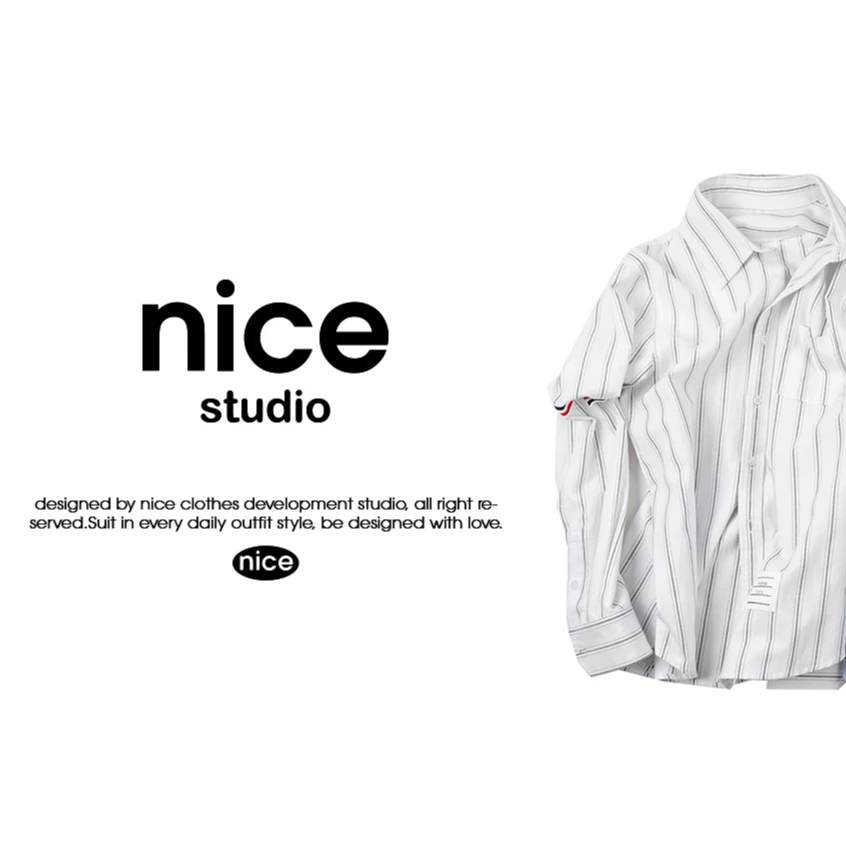 奈斯专属【织带条纹衬衣】AL24CS008长袖时尚百搭宽松衬衫气质