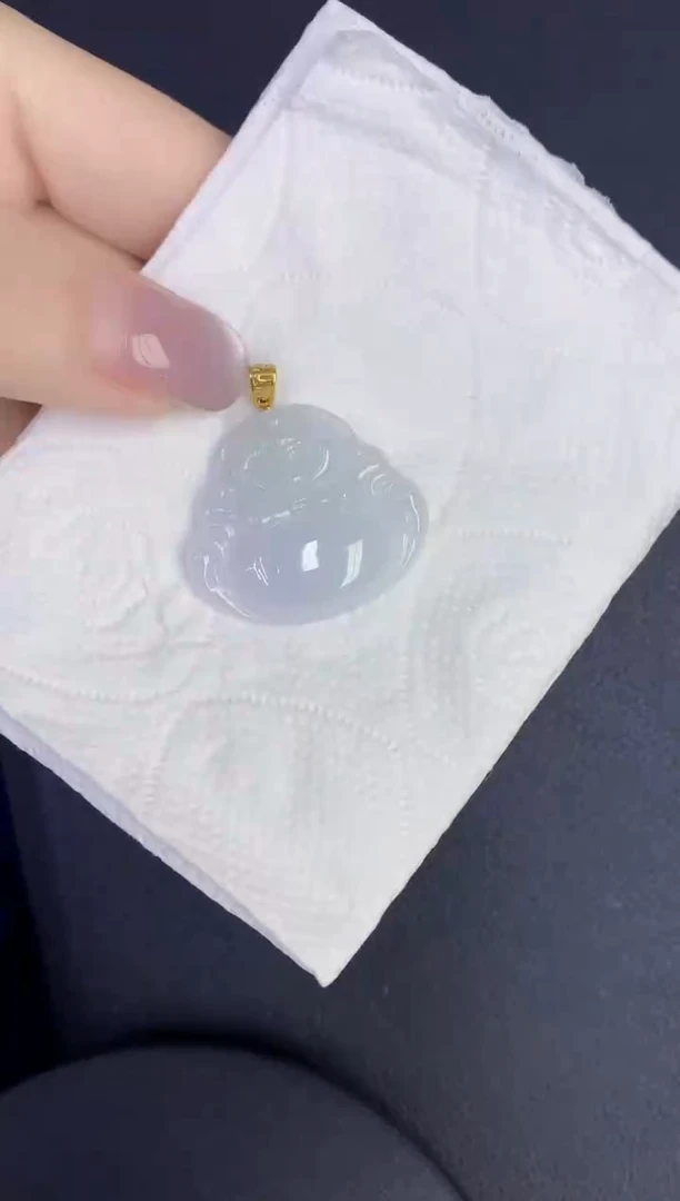 颈饰18K金镶嵌翡翠缅甸天然翡翠A货