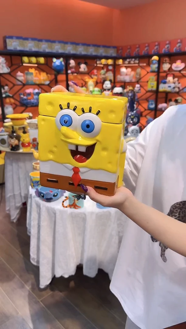 瓷片@@海绵宝宝陶瓷饼干罐