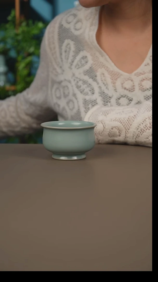 杯仿古天青佛肚杯微暇
