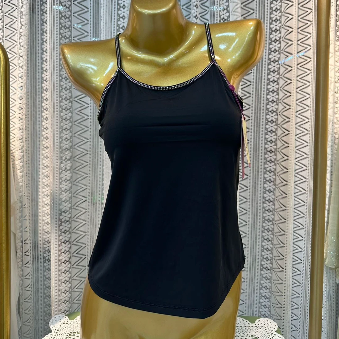 xarifa烫钻美背冰丝短款吊带性感舒适打底显瘦N71