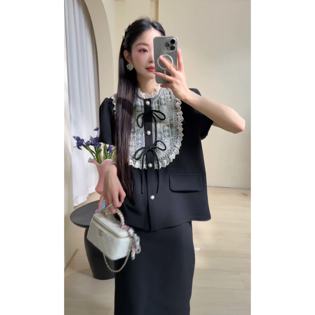 温温 月落星河套装 绑带蕾丝设计款 夏款上新小众炸街高级感女装