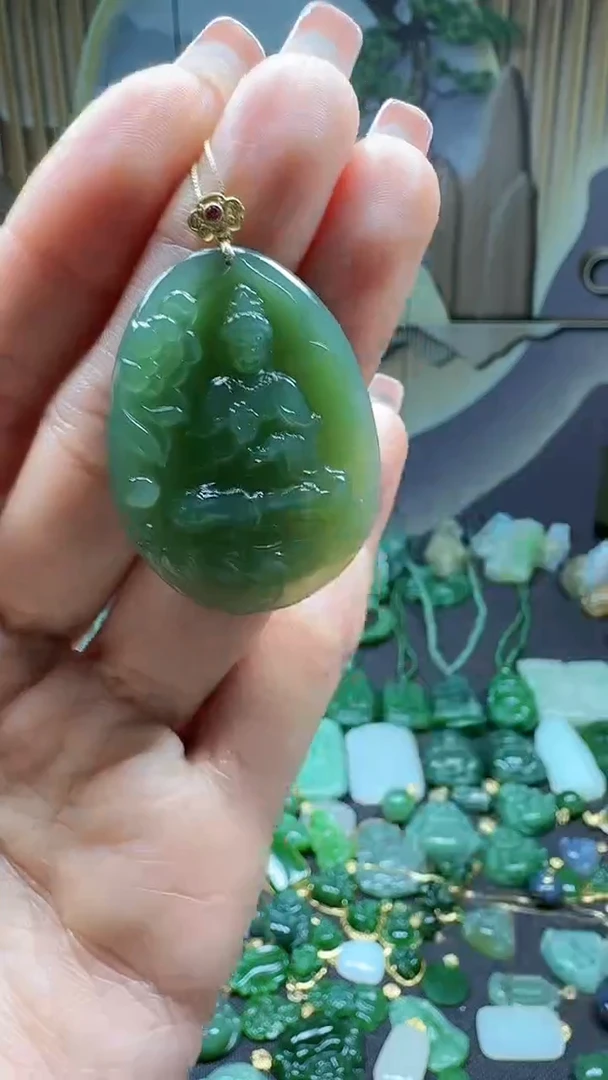 【闪购商品】和田玉吊坠(不含链)18K金镶嵌1
