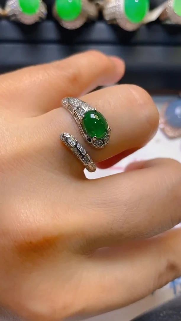 【闪购商品】翡翠耳饰银S925镶嵌天然A货翡翠1