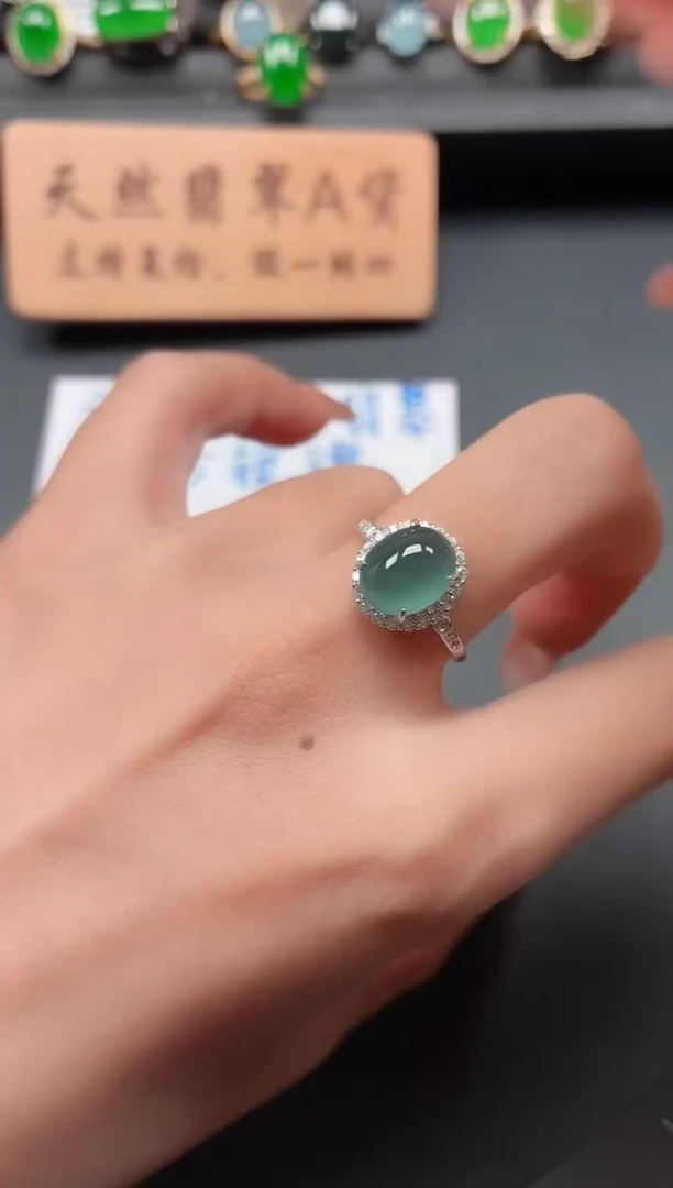 银S925镶嵌戒指翡翠11