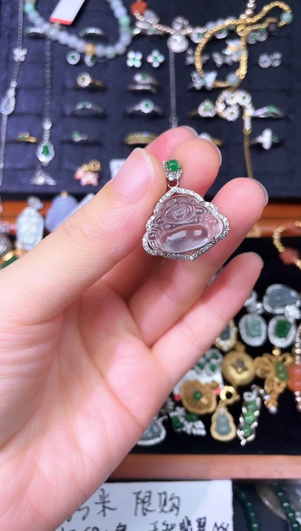 石英质玉银S925镶嵌吊坠(不含链)石英质玉吊坠