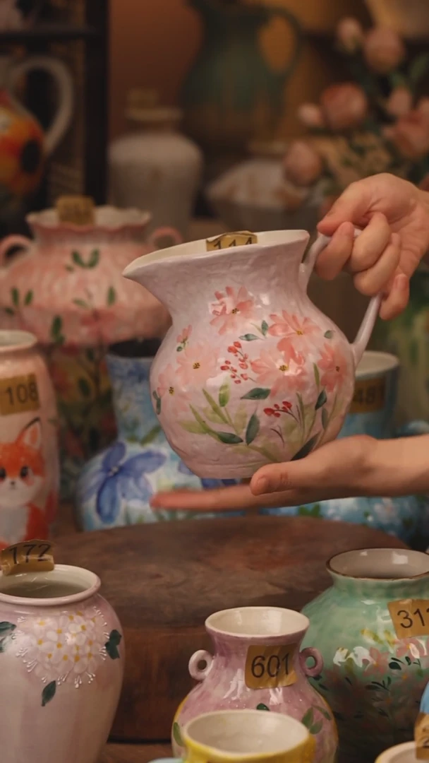 陶瓷114景德镇设计师手作花器摆件侘寂风