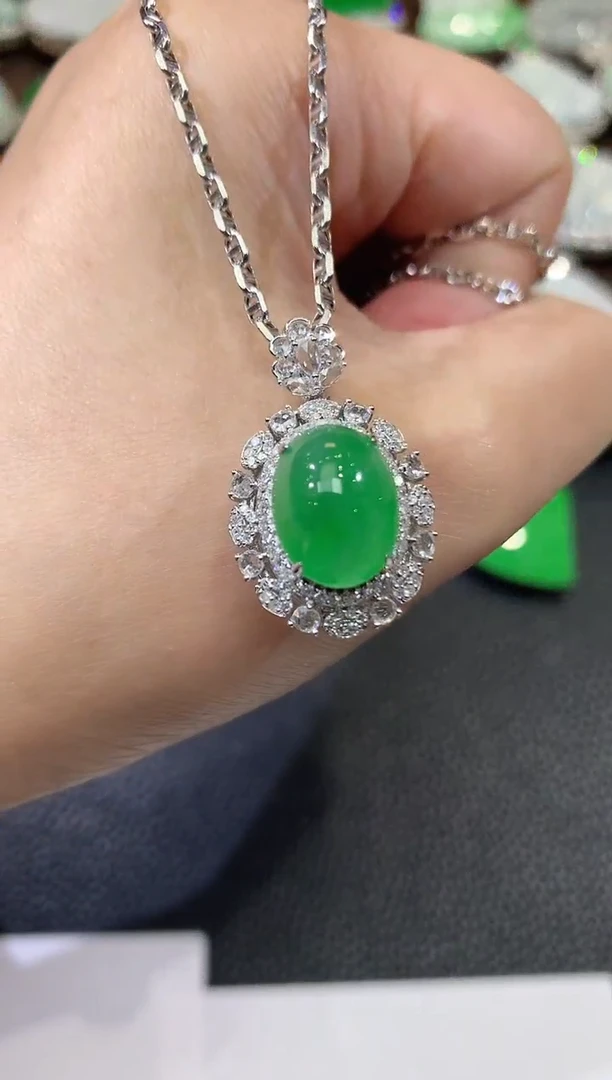 吊坠(不含链)18K金镶嵌翡翠D73