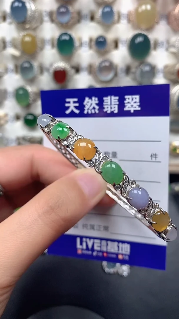 银S925镶嵌手镯翡翠172