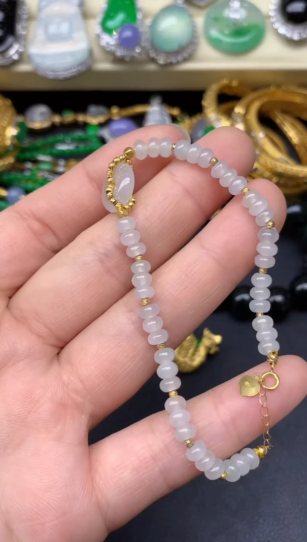 18K金镶嵌手串翡翠194-雪姐翡翠天天见
