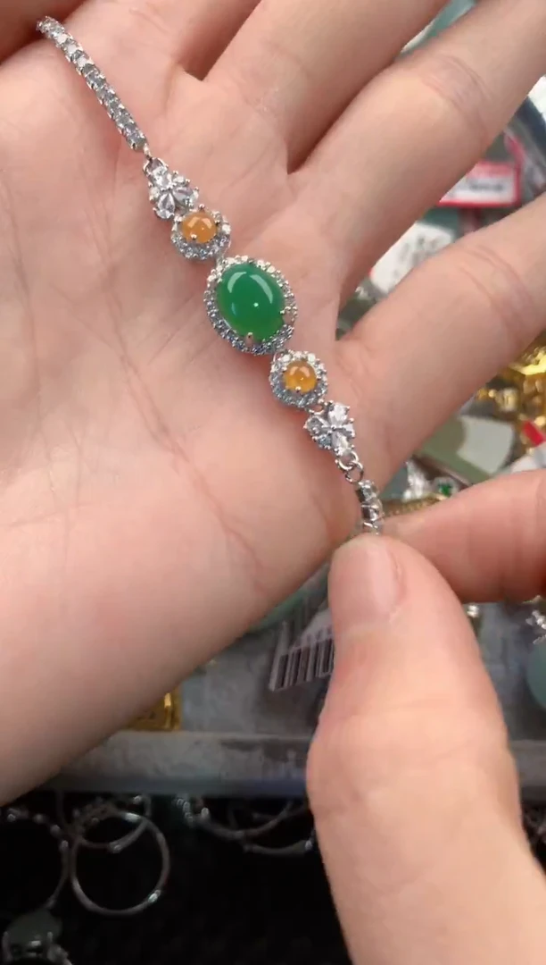 银S925镶嵌戒指翡翠555   10