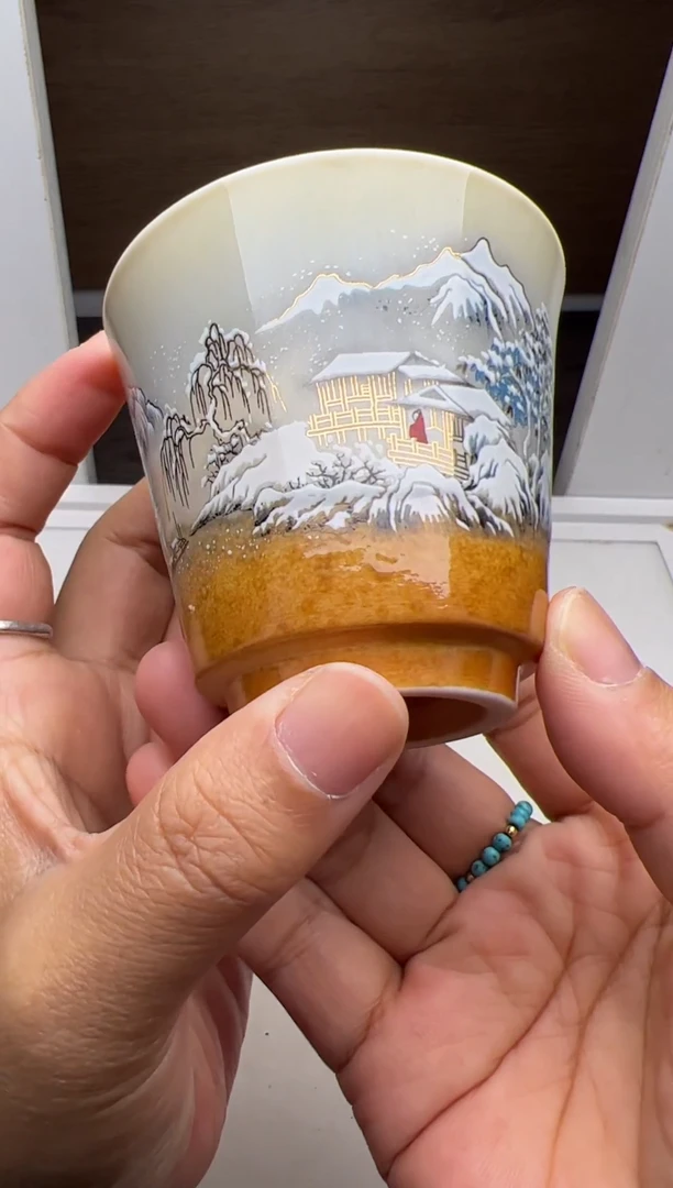 茶盏落灰烧彩绘主人杯