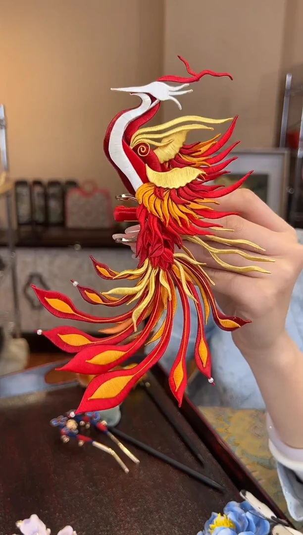 刺绣非遗绒花（发饰）