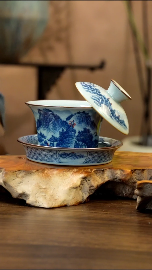 景德镇高温瓷风水马蹄盖碗