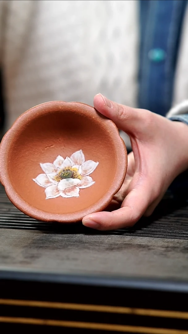 【闪购商品】紫砂茶壶02-降坡荷花泥绘主人杯