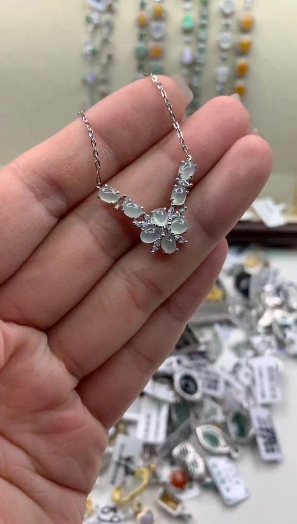 翡翠银S925镶嵌吊坠(不含链)5