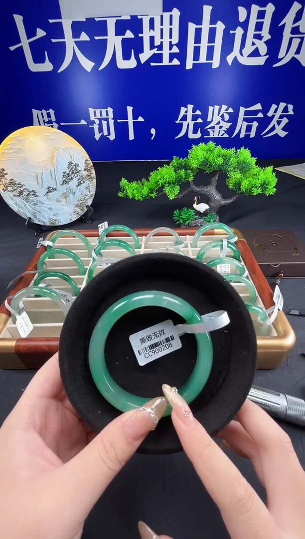 未镶嵌手镯石英质玉（非洲翠）圈口59