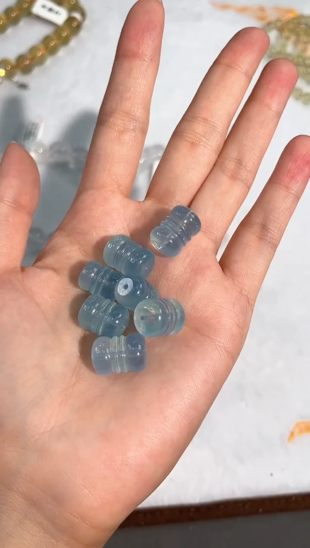 水晶手链未镶嵌65号海蓝宝桶珠单颗配件