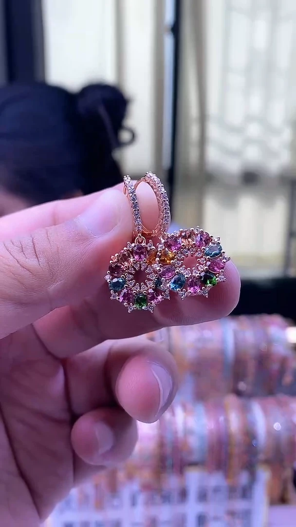 耳扣银S925镶嵌碧玺53435435354354354