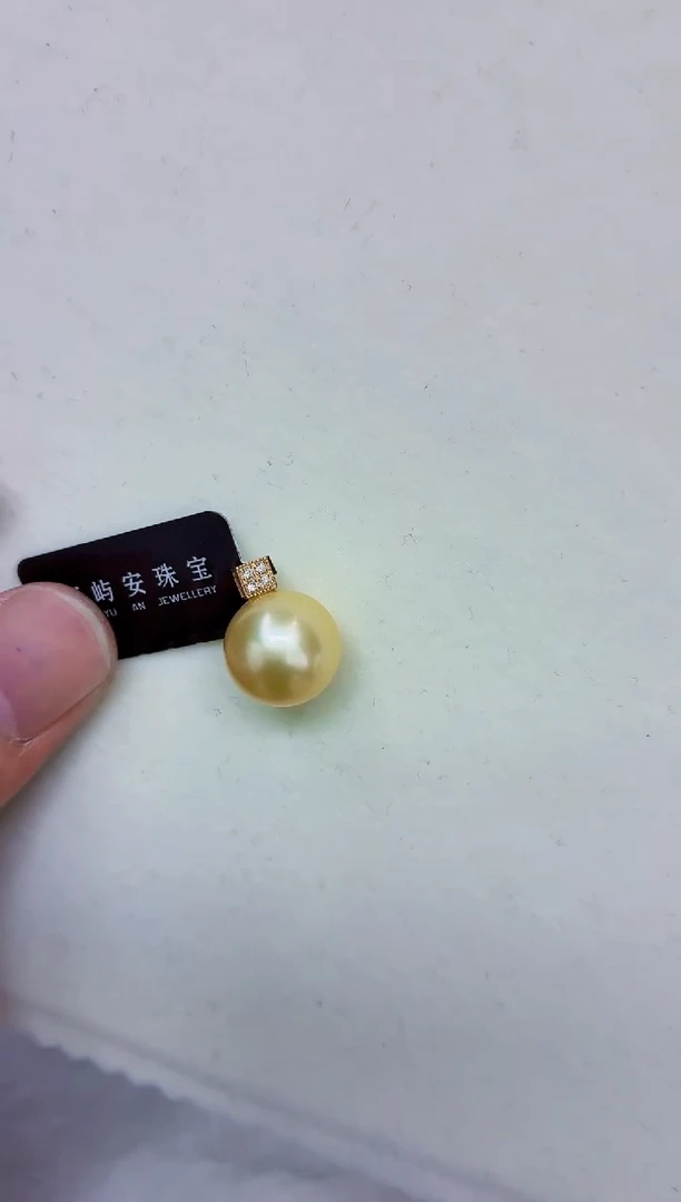 18K金镶嵌DA海水珍珠金珠吊坠12-13 a513