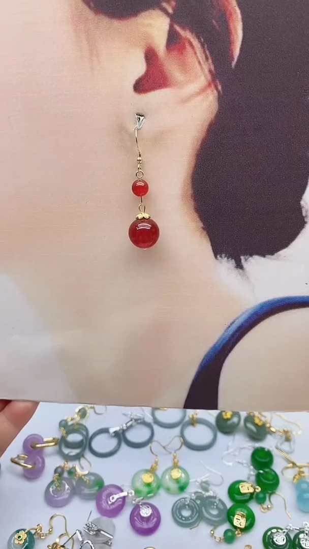 14K金镶嵌南红玛瑙耳饰10