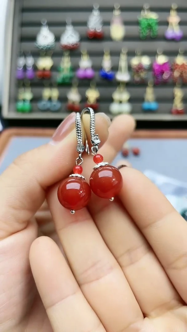 【闪购商品】南红玛瑙耳饰银S925镶嵌525000