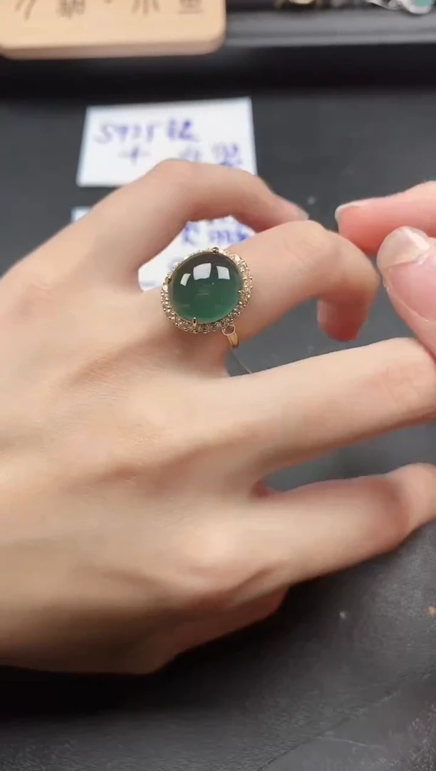 翡翠戒指银S925镶嵌51511