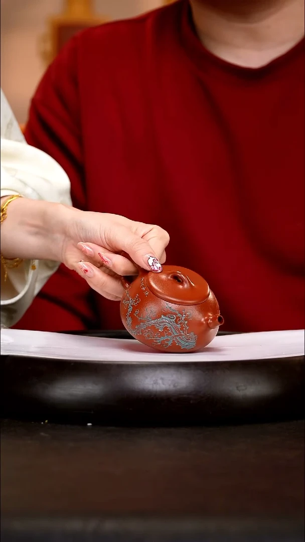 茶壶紫砂ZKN26 竹节文瓢   朱泥  150cc