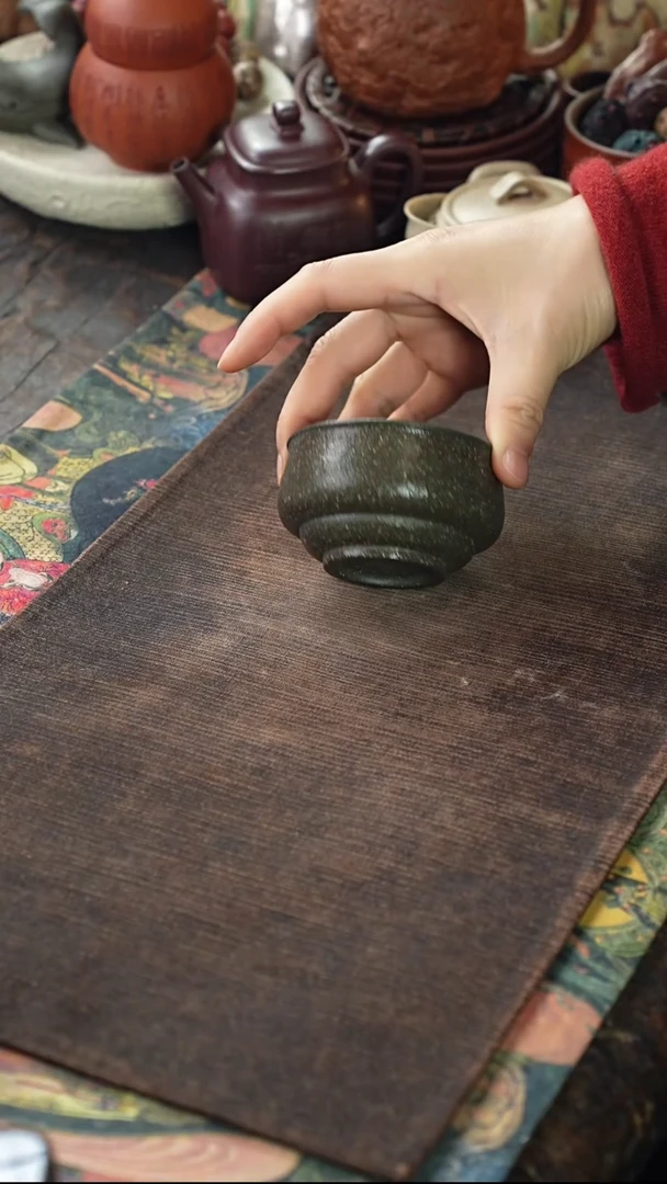 绿泥光素紫砂杯叠叠杯