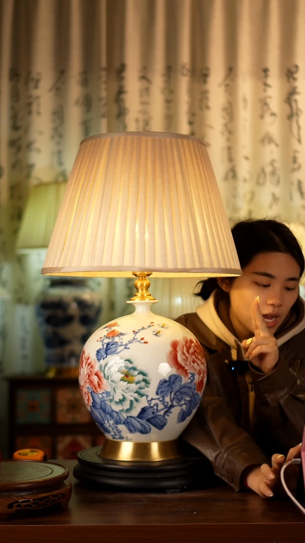 圆形款手绘牡丹花