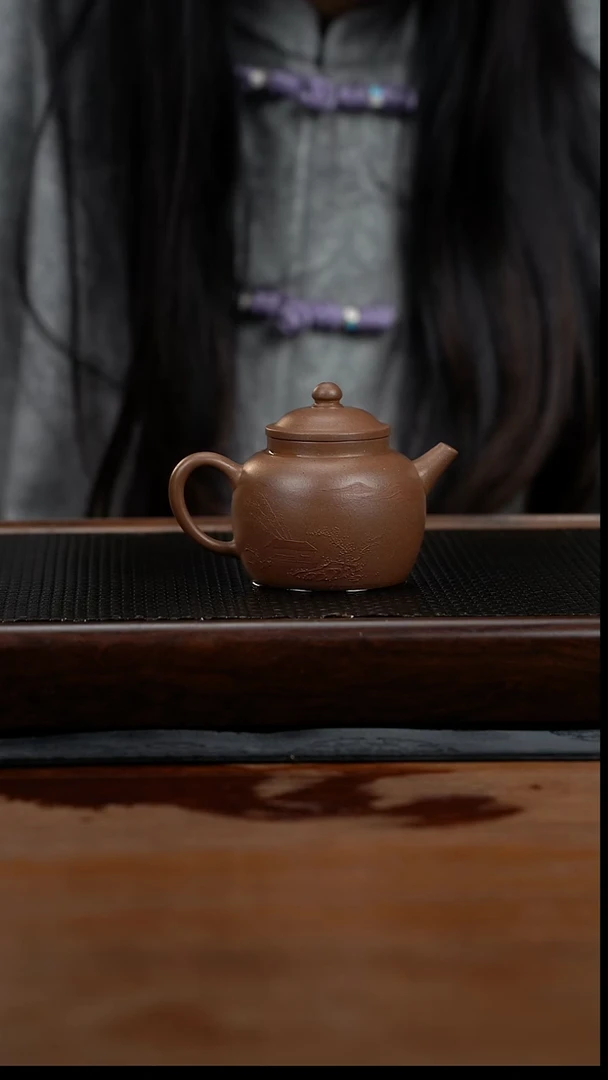 茶壶紫砂150cc黄龙山原矿段泥宫灯25