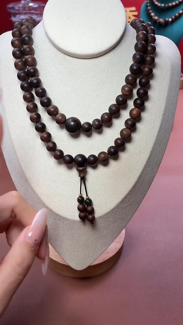 沉香手串沉水芽庄黄棋玉化瘤疤08*108设计款