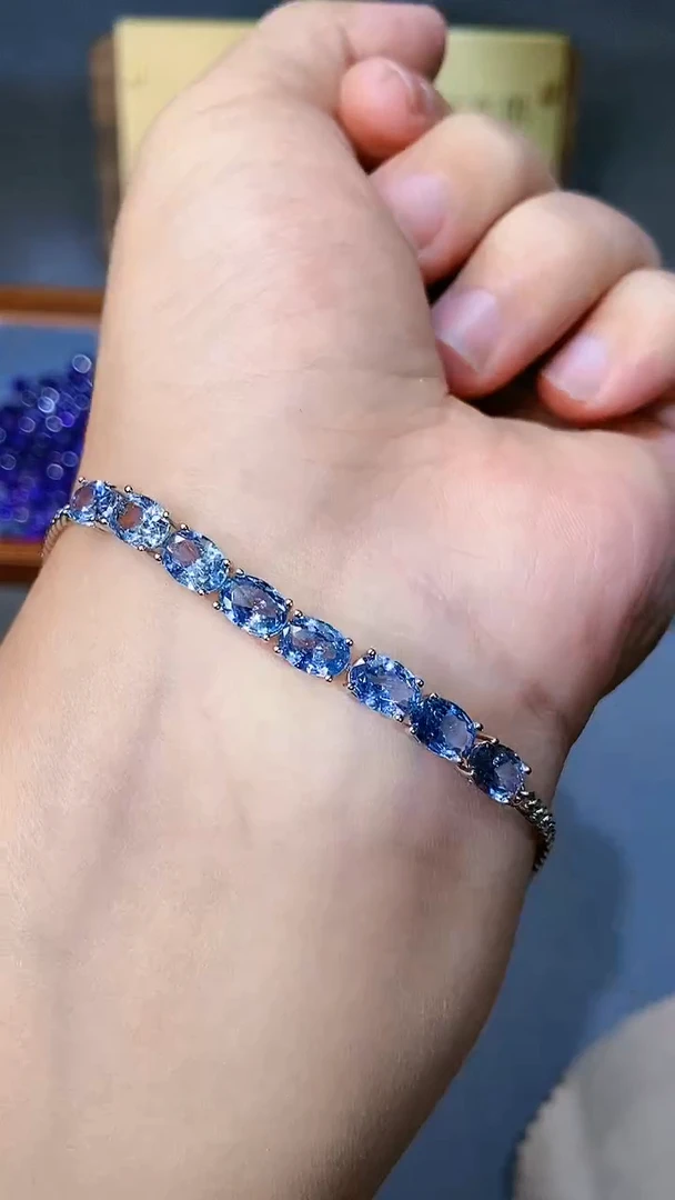 【闪购商品】海蓝宝石手链银S925镶嵌321