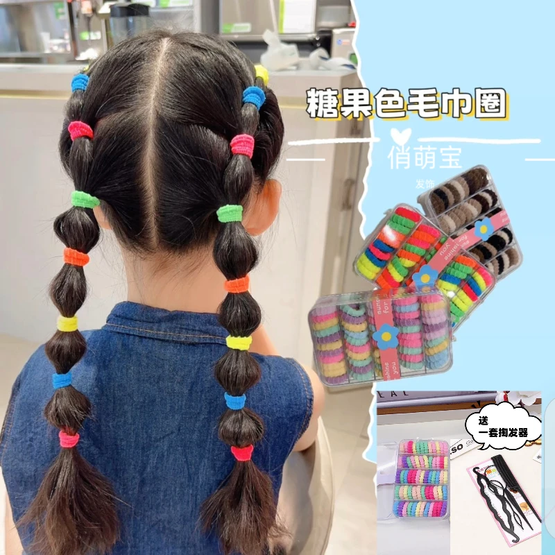 小女孩不伤发毛巾圈儿童拇指橡皮筋女扎头发圈高弹力皮筋宝宝头绳