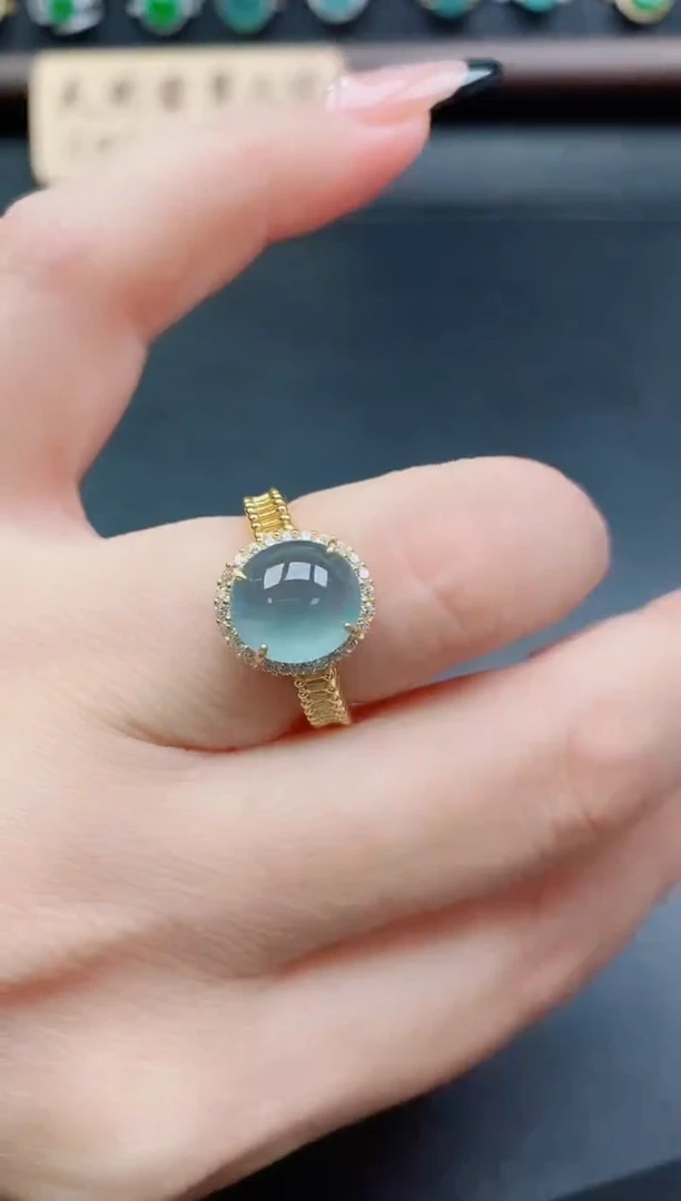 银S925镶嵌戒指翡翠1