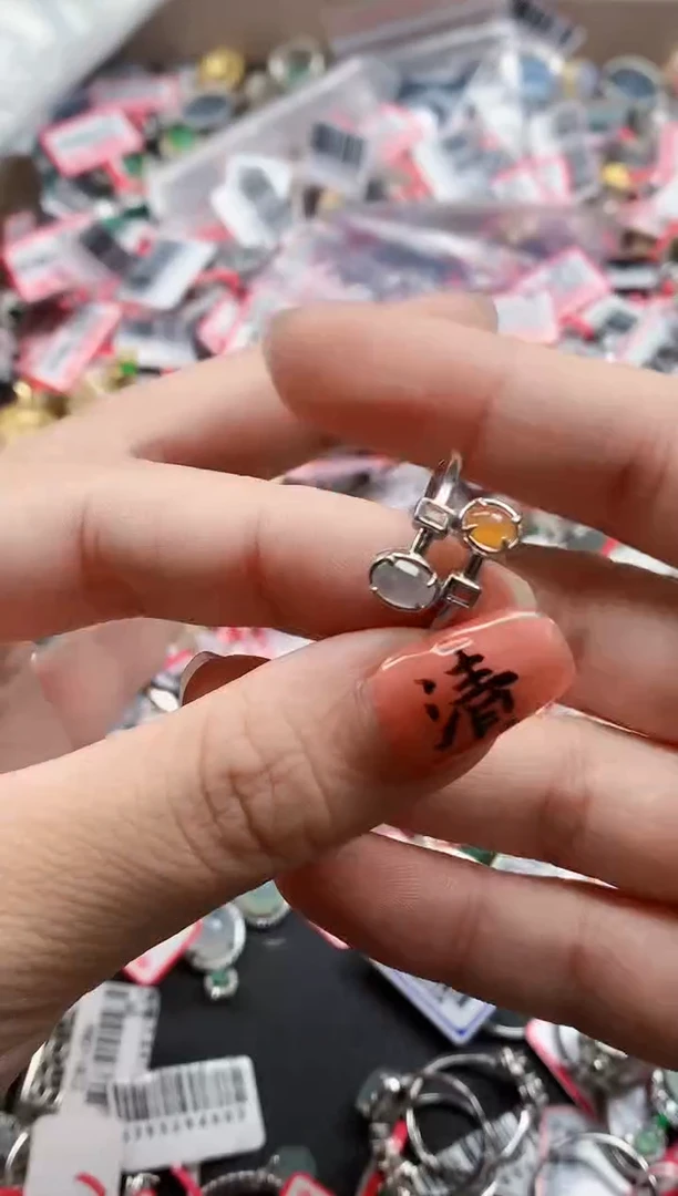 银S925镶嵌戒指翡翠天然A货缅甸翡翠