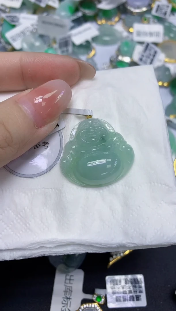 颈饰18K金镶嵌翡翠天然缅甸翡翠A货百元以上9元证书费自理