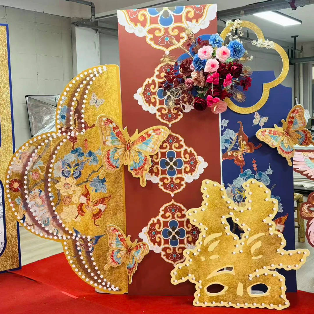 （带1大3小支撑）珠光蝴蝶款，人间富贵花主题 订婚 婚房（不含花艺）