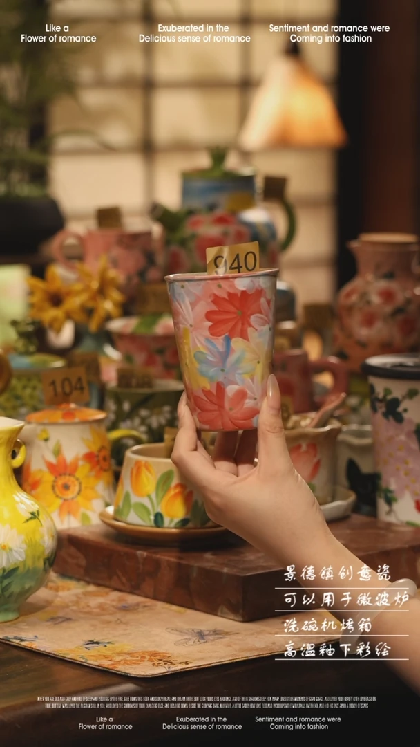 陶瓷940景德镇高温手绘釉下彩设计师款式